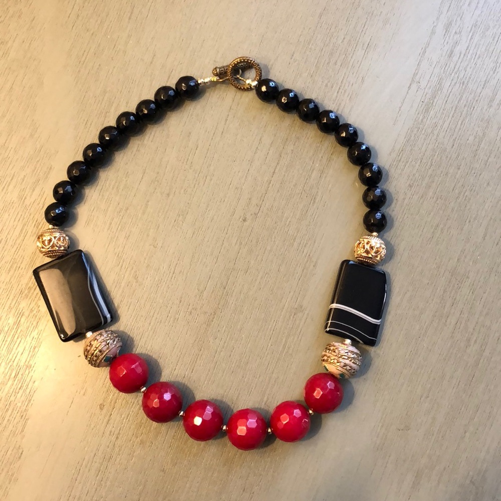 Red and Black Beaded Necklace